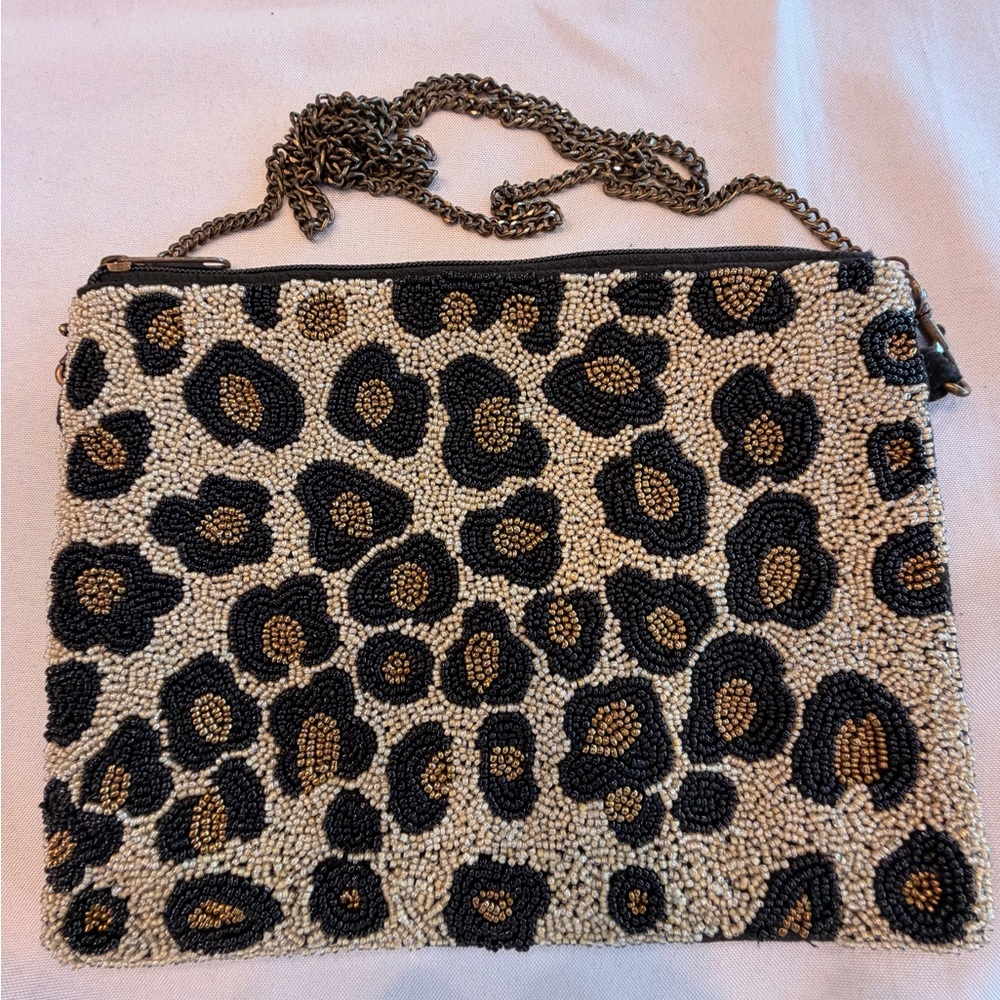 Camel Threads Totes n Toes Beaded Leopard Print Purse with Chain Strap - Picture 7 of 9